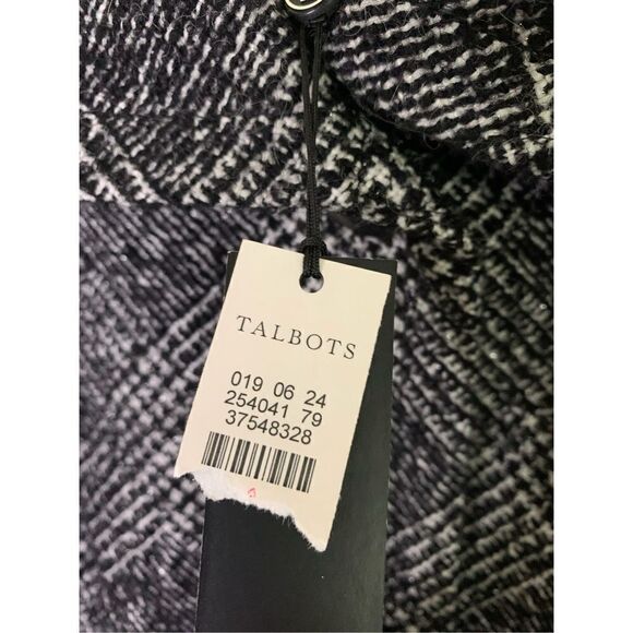 Talbots button front jacket Wool blend black and white women’s size 12 NWT - Picture 4 of 6